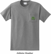St Patricks Day Shamrock Patch Pocket Print Pocket Tee