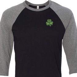 St Patricks Day Shamrock Patch Pocket Print Raglan Shirt St Patricks Day Shamrock Patch Pocket Print Raglan Shirt