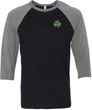 St Patricks Day Shamrock Patch Pocket Print Raglan Shirt