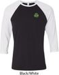 St Patricks Day Shamrock Patch Pocket Print Raglan Shirt