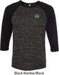 St Patricks Day Shamrock Patch Pocket Print Raglan Shirt
