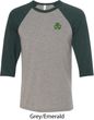 St Patricks Day Shamrock Patch Pocket Print Raglan Shirt