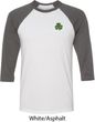 St Patricks Day Shamrock Patch Pocket Print Raglan Shirt