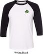 St Patricks Day Shamrock Patch Pocket Print Raglan Shirt