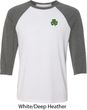 St Patricks Day Shamrock Patch Pocket Print Raglan Shirt