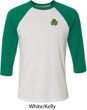 St Patricks Day Shamrock Patch Pocket Print Raglan Shirt