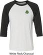 St Patricks Day Shamrock Patch Pocket Print Raglan Shirt