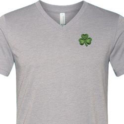 St Patricks Day Shamrock Patch Pocket Print Tri Blend V-neck St Patricks Day Shamrock Patch Pocket Print Tri Blend V-neck