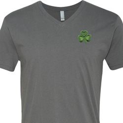 St Patricks Day Shamrock Patch Pocket Print V-neck St Patricks Day Shamrock Patch Pocket Print V-neck