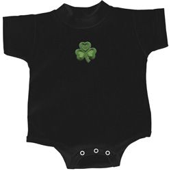 St Patricks Day Shamrock Patch Small Print Baby Romper