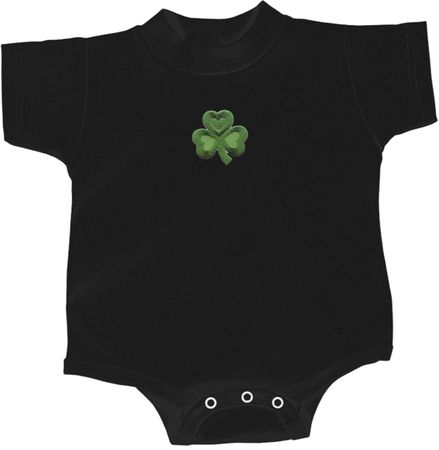 St Patricks Day Shamrock Patch Small Print Baby Romper