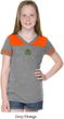 St Patricks Day Shamrock Patch Small Print Girls Football Tee