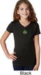 St Patricks Day Shamrock Patch Small Print Girls V-neck