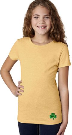 St Patricks Day Shamrock Sequins Bottom Print Girls T-shirt