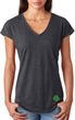 St Patricks Day Shamrock Sequins Bottom Print Ladies Tri Blend V-neck
