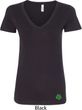 St Patricks Day Shamrock Sequins Bottom Print Ladies V-Neck
