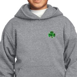 St Patricks Day Shamrock Sequins Pocket Print Kids Hoodie
