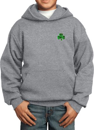 St Patricks Day Shamrock Sequins Pocket Print Kids Hoodie