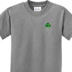 St Patricks Day Shamrock Sequins Pocket Print Kids Shirts