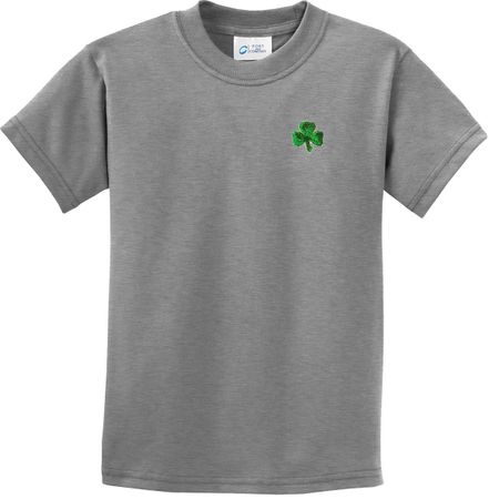 St Patricks Day Shamrock Sequins Pocket Print Kids T-shirt