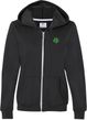 St Patricks Day Shamrock Sequins Pocket Print Ladies Full Zip Hoodie