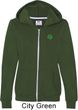 St Patricks Day Shamrock Sequins Pocket Print Ladies Full Zip Hoodie