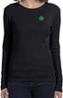 St Patricks Day Shamrock Sequins Pocket Print Ladies Long Sleeve