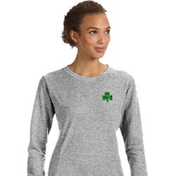 St Patricks Day Shamrock Sequins Pocket Print Ladies Sweatshirt