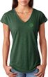 St Patricks Day Shamrock Sequins Pocket Print Ladies Tri Blend V-neck