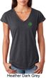 St Patricks Day Shamrock Sequins Pocket Print Ladies Tri Blend V-neck