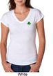 St Patricks Day Shamrock Sequins Pocket Print Ladies Tri Blend V-neck