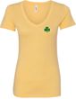 St Patricks Day Shamrock Sequins Pocket Print Ladies V-neck