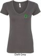St Patricks Day Shamrock Sequins Pocket Print Ladies V-neck
