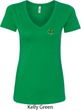St Patricks Day Shamrock Sequins Pocket Print Ladies V-neck