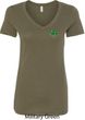 St Patricks Day Shamrock Sequins Pocket Print Ladies V-neck