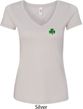 St Patricks Day Shamrock Sequins Pocket Print Ladies V-neck