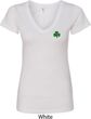 St Patricks Day Shamrock Sequins Pocket Print Ladies V-neck