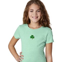 St Patricks Day Shamrock Sequins Small Print Girls T-shirt St Patricks Day Shamrock Sequins Small Print Girls T-shirt