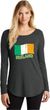 St Patricks Day Shirt Distressed Ireland Flag Ladies Tri Long Sleeve