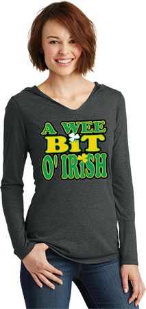 St Patricks Day Wee Bit Irish Ladies Tri Hoodie