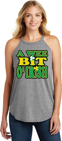 St Patricks Day Wee Bit Irish Ladies Tri Rocker Tank Top