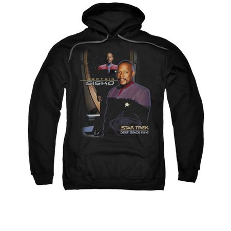 Star Trek - Deep Space Nine Hoodie Sweatshirt Captain Sisko Black Adult Hoody Sweat Shirt