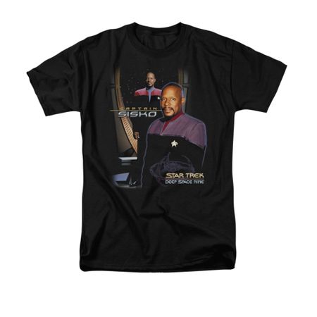 Star Trek - Deep Space Nine Shirt Captain Sisko Adult Black Tee T-Shirt