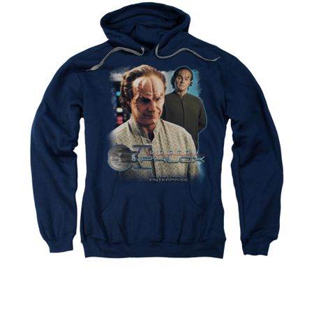 Star Trek - Enterprise Hoodie Sweatshirt Doctor Phlox Navy Adult Hoody Sweat Shirt