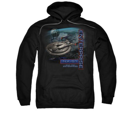 Star Trek - Enterprise Hoodie Sweatshirt Enterprise NX 01 Black Adult Hoody Sweat Shirt