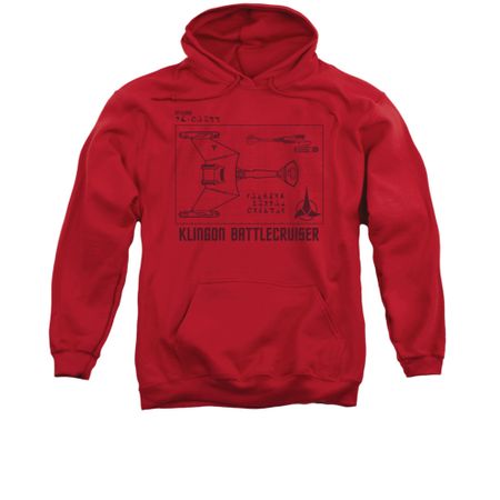 Star Trek Hoodie Klingon Battlecruiser Red Sweatshirt Hoody
