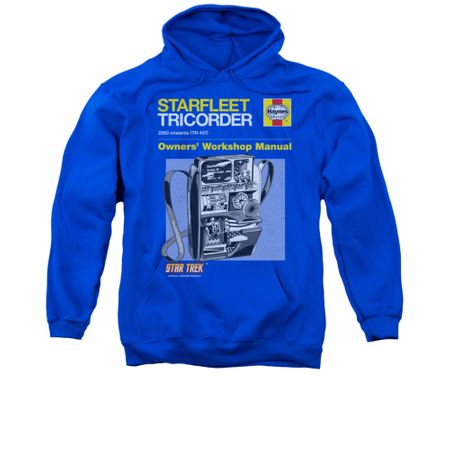 Star Trek Hoodie Tricorder Manual Royal Blue Sweatshirt Hoody