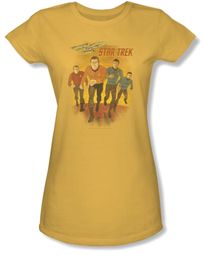 Star Trek Juniors Shirt - Classic Crew Animated Yellow Tee Star Trek Juniors Shirt - Classic Crew Animated Yellow Tee
