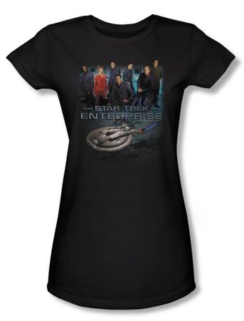 Star Trek Juniors Shirt Enterprise Crew Black Tee T-Shirt