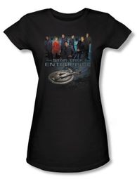 Star Trek Juniors Shirt Enterprise Crew Black Tee T-Shirt